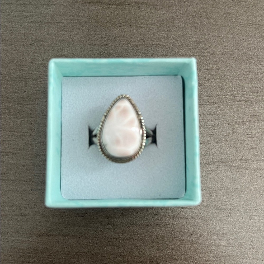 Natrolite Pink Larimar Pink Sterling Silver Ring - Size 6 - Picture 6 of 9